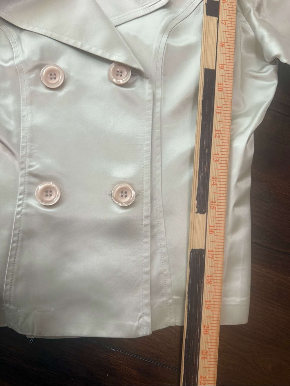Vintage XOXO Women's Double-Breasted Satin Blazer in Pale Silver - Picture 8 of 8
